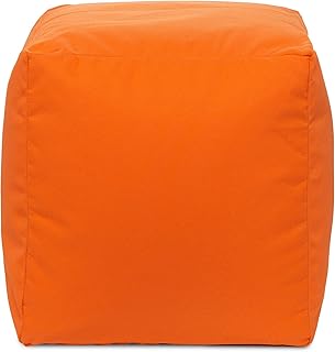 Gouchee Home Outdoor/Indoor Fade Resistant Cube Soleil Bean Bag Pouf with Filling Orange