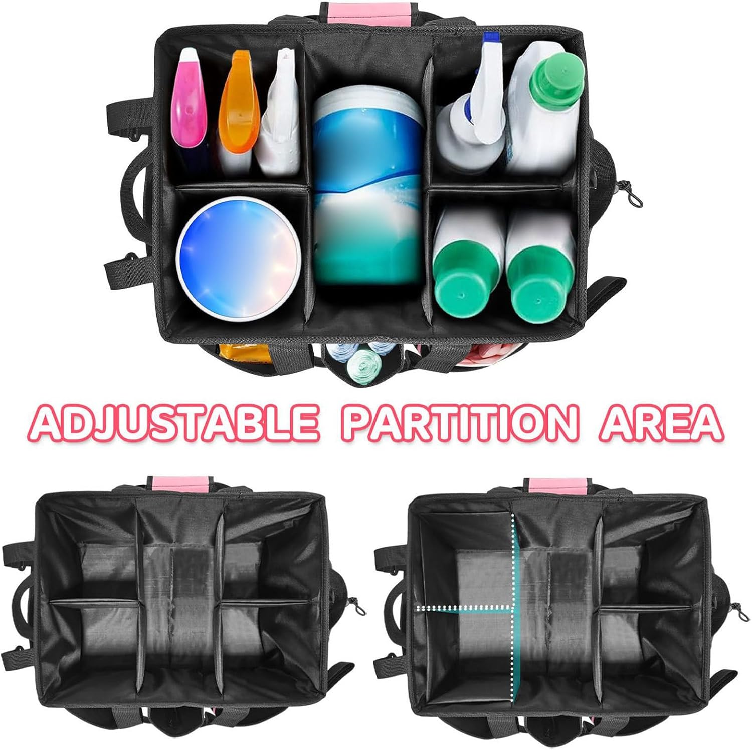 クリーニングツールバッグ - ハンドル付きのウェアラブルクリーニングトートオーガナイザー|ハウスクリーナー、バスルーム、寮、車、キャ