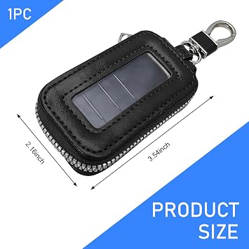 Car Key Case, Anti-scratch Leather Auto Keychain Cover with Metal Hook, Universal for Most Car Smart Key (Black)