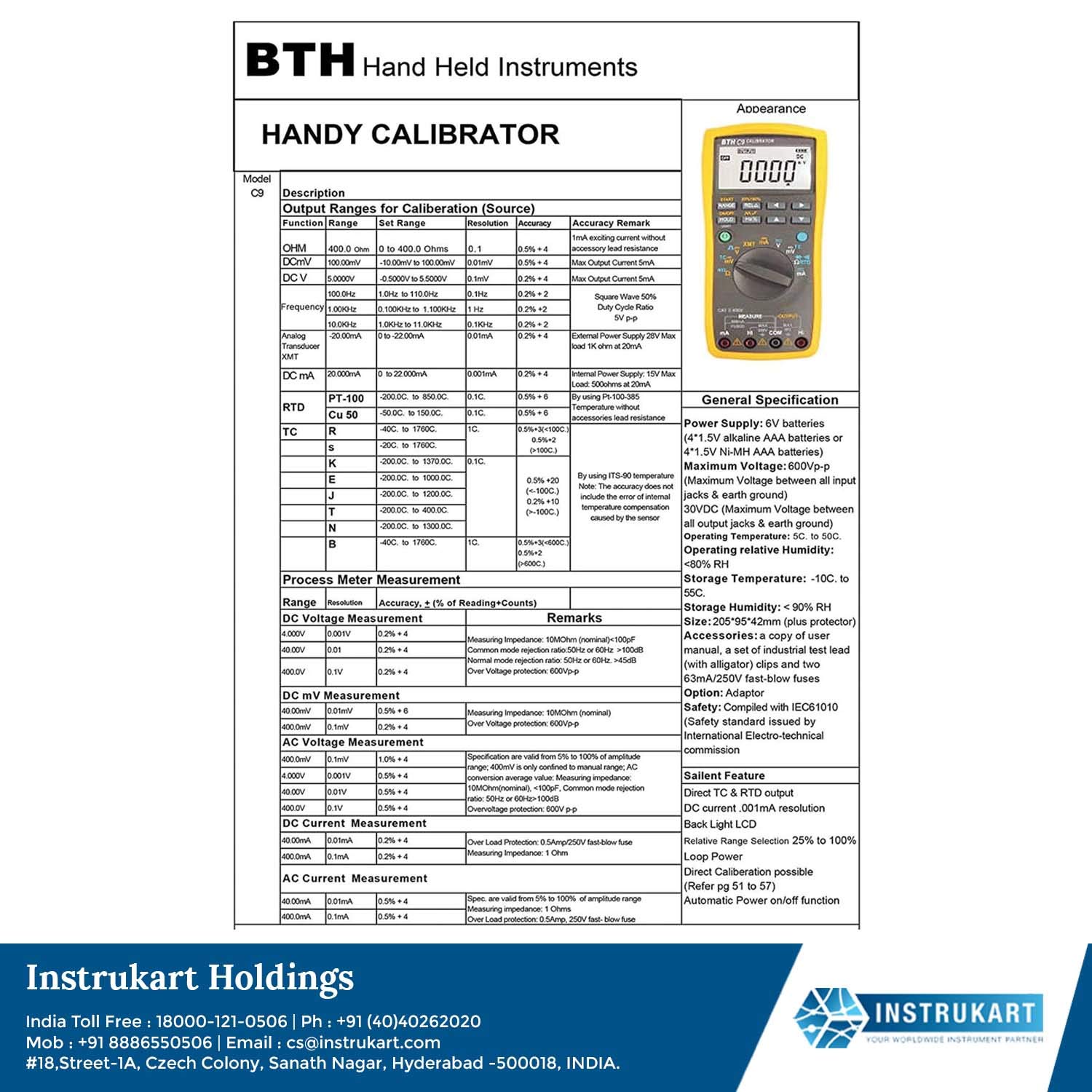 *Envío en el mismo día* Calibrador universal de procesos para la calibración de transmisores bajos Modelo: BTH C9