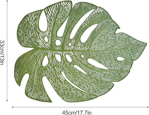 Miniatura 2 de 2Pcs Insulation Placemat, Hollow Out Simulation Leaf Shape Heat Resistant PVC Table Mat Pressed Vinyl Table Mats for Wedding Annersary Dinner Table