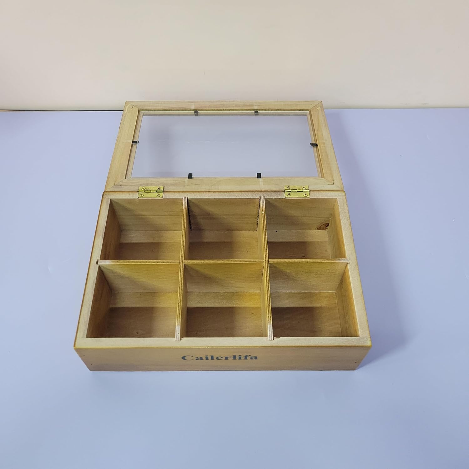 Cailerlifa Decorative boxes made of wood Decorative Wooden Storage Box with Dividers and Transparent Lid — Multi-Compartment Organizer