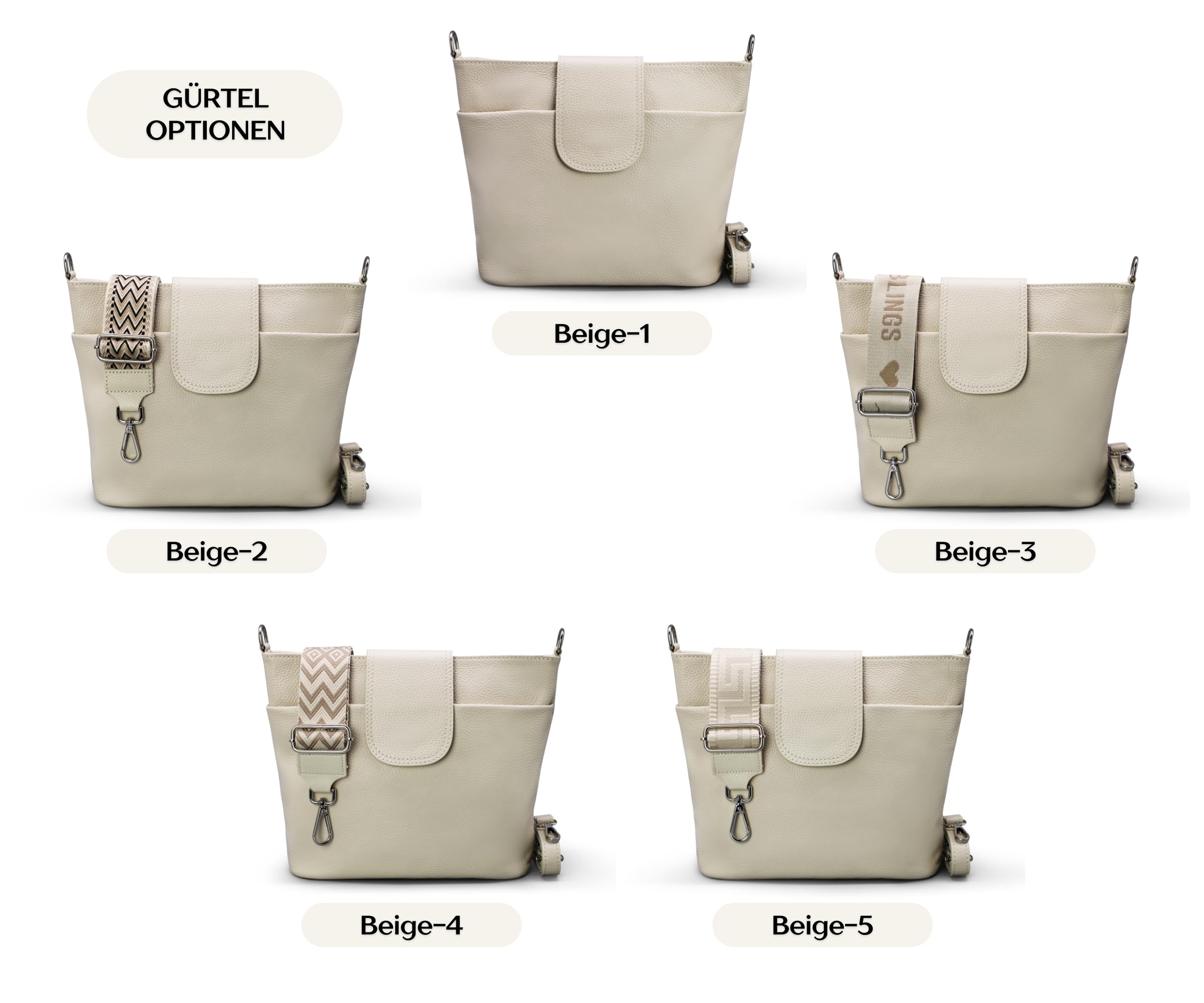 Brise Art ELLIE Damen Umhängetasche Echtleder Handgefertigt Crossbody Bag | [Test SEHR GUT, Note 1.1], Echtes Leder, Schultertasche mit Ledergurt & wahlweise gemustertem Riemen, 6 Fächer, Made in Italy