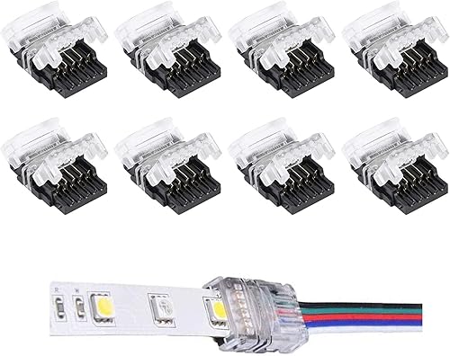 Miniatura 7 de SUPERNIGHT Conectores LED de 5 pines, paquete de 8 para tiras de luces LED impermeables RGBW RGBWW 5050, conexión rápida de tira a cable sin