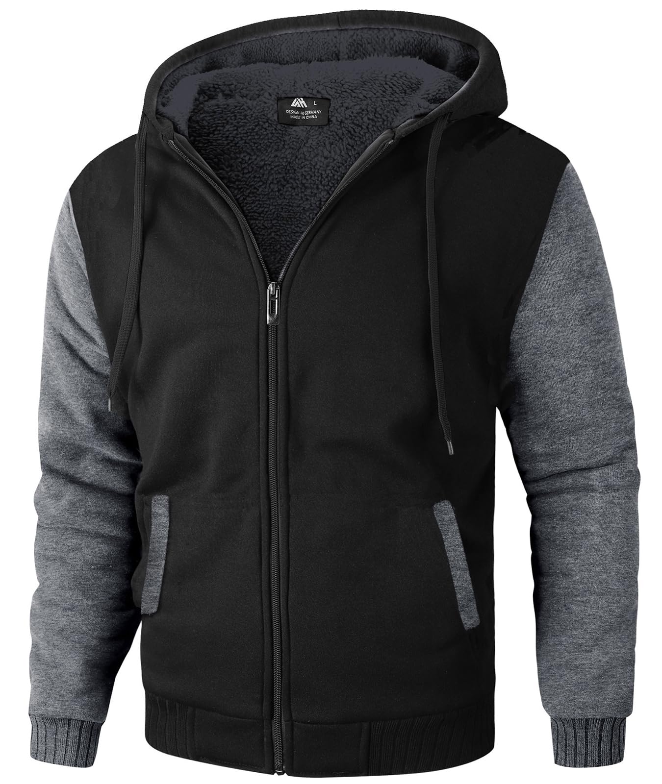 SWISSWELL Men Zip Up Hoodies Sherpa Lined Jacket Heavyweight Fleece Sweatshirt Winter Warm Hooded Coat