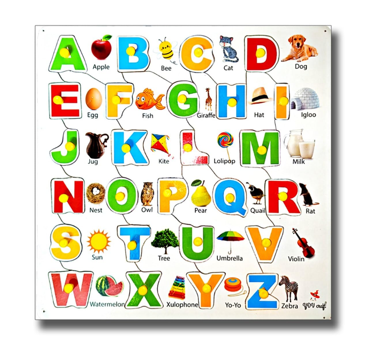 Y.D.V TOYS Wooden abcd abc 26 Capital Alphabet Tray with Picture