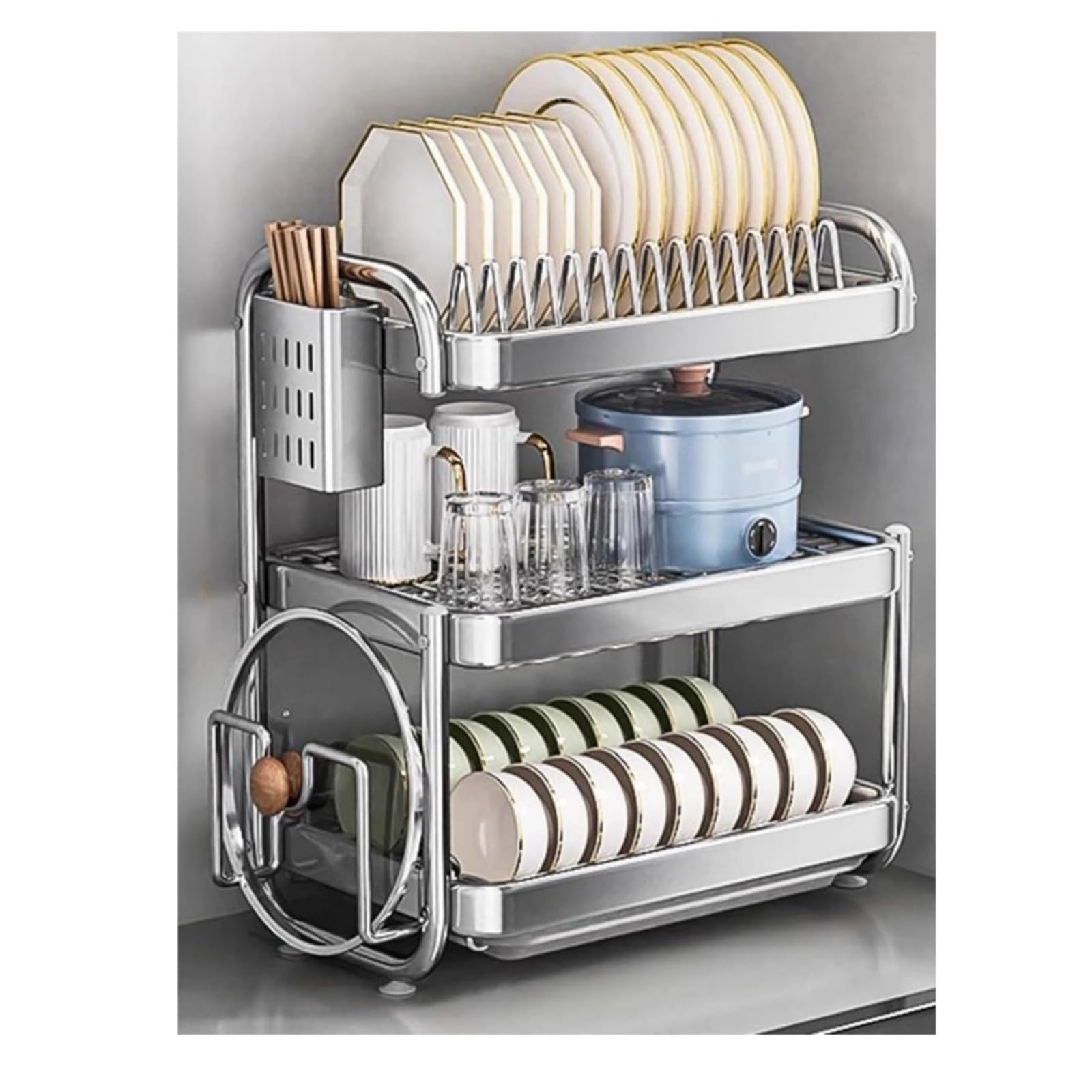 NBMfdSRY plate rack, Drip Tray & Utensil Holder - Kitchen Sink for Efficient Drying & Space-Saving Storage