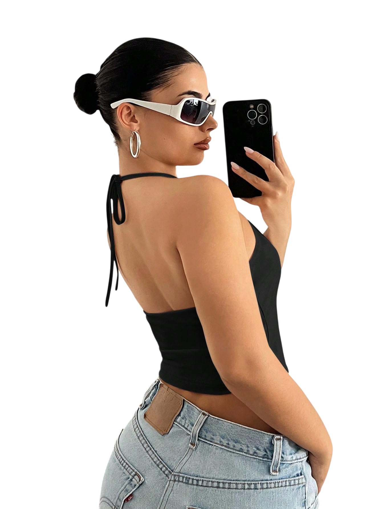 kateclo Women’s Halter Neck Crop Top – Backless Sleeveless Slim Fit Camisole Tank Top for Summer Casual Streetwear-picture-28