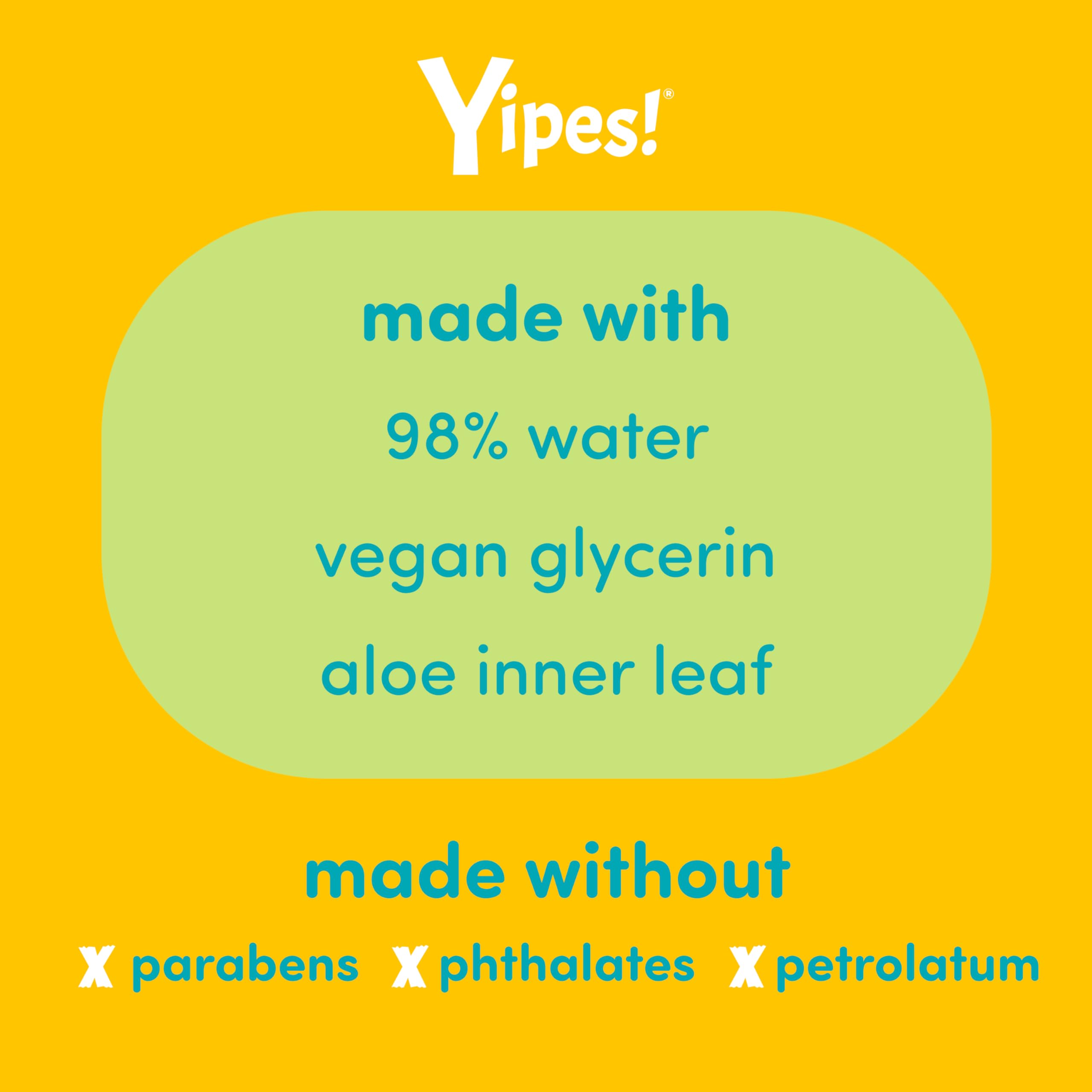 Yipes! Toallitas húmedas compostables para piel sensible para niños, envueltas individualmente, imprescindibles para el aula, artículos esenciales de viaje, para mochilas, loncheras, suministros para