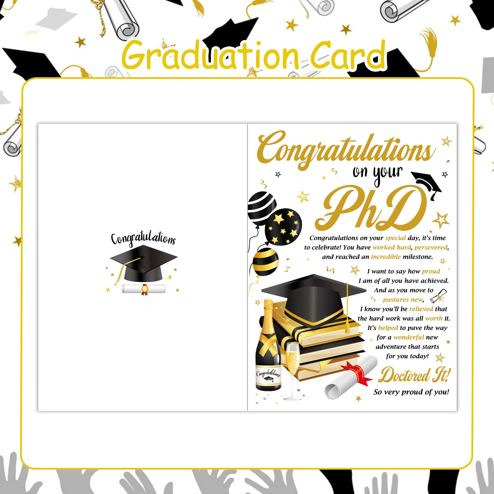 HOWAF PhD Graduation Card, Doctored It! Degree Congratulations Card with Its Dr Actually Keyring - Image 3