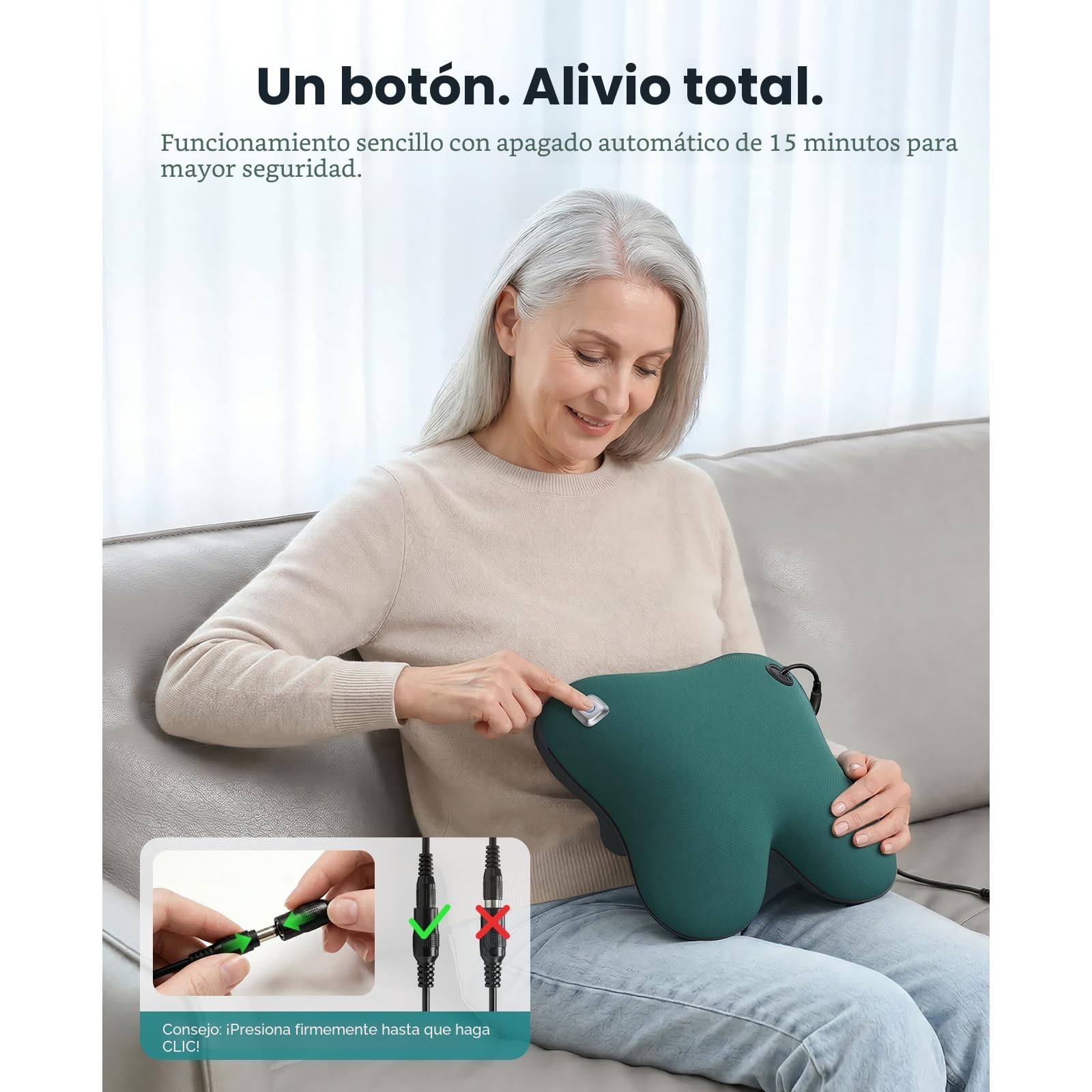 BOB AND BRAD EZBack Masajeador Cervical y de Espalda con Calor, Cojín de Masaje Shiatsu para Cuello, Hombros y Lumbares, Relajación en Casa y Oficina, Regalo Ideal
