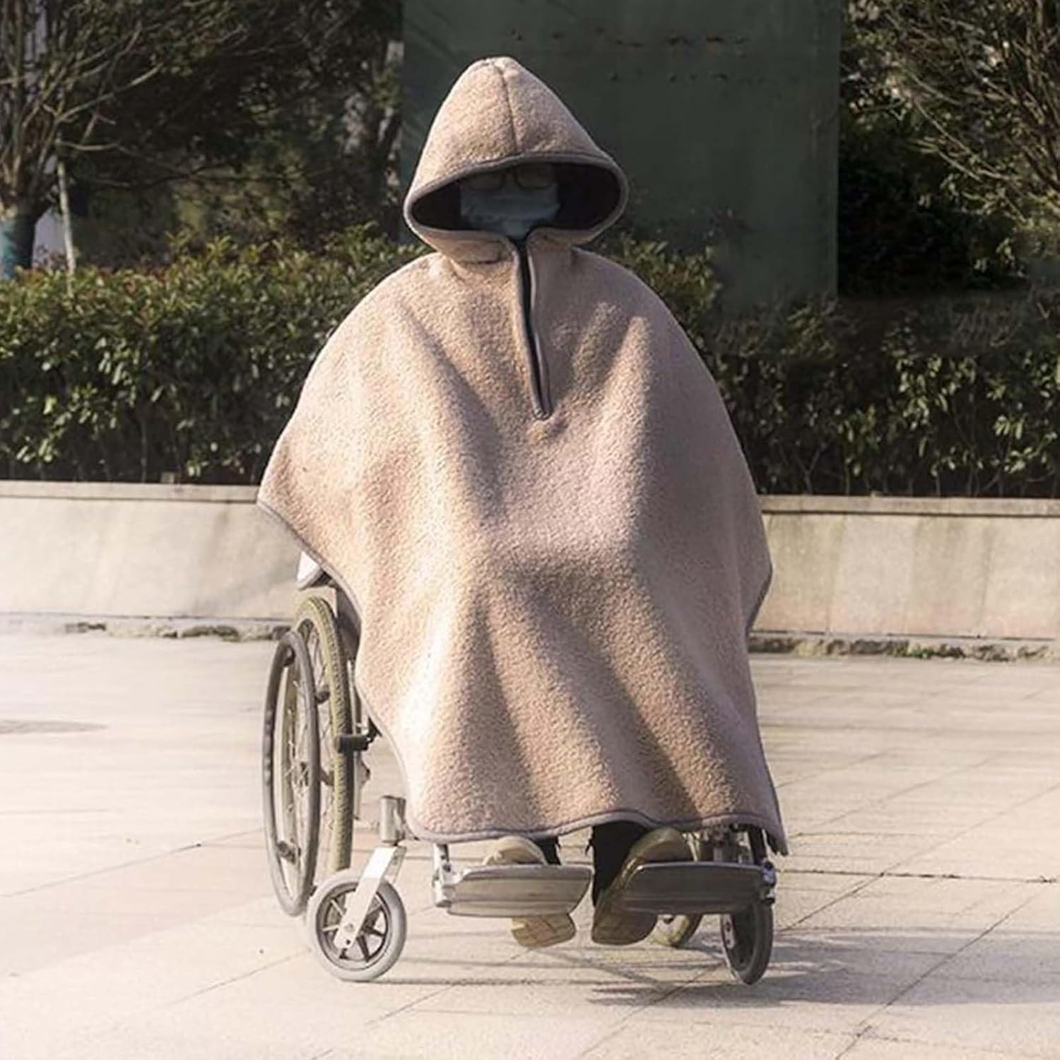 Manta para Silla De Ruedas Capa For Silla De Ruedas For Personas Mayores,Chal Plegable For Silla De Ruedas con Capucha, Poncho De Invierno, Manta De Media Cubierta Resistente Al Viento A