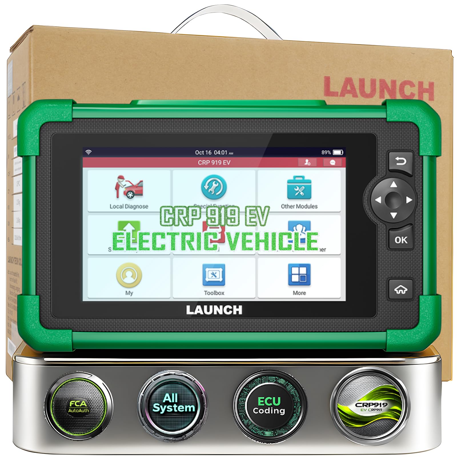 LAUNCH CRP919 New Energy Vehicle Scanner, EV Scan Tool with All System, ECU Coding, Bidirectional Control, 43 Service, CANFD and DOIP, 2 Yers Free