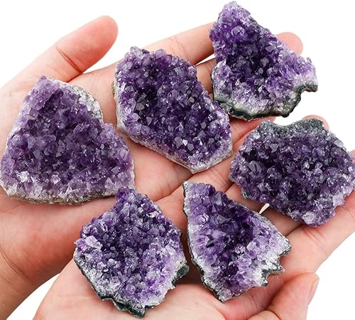 Miniatura 6 de Rockcloud Decoración de cristal de amatista para la riqueza y la suerte, adorno de piedra curativa para oficina en casa, 2 unidades