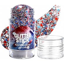 4th of July Glitter Stick, 2026 New Red White and Blue Glitter Stick for Women, Waterproof Glitter Makeup for Football Red White and Blue