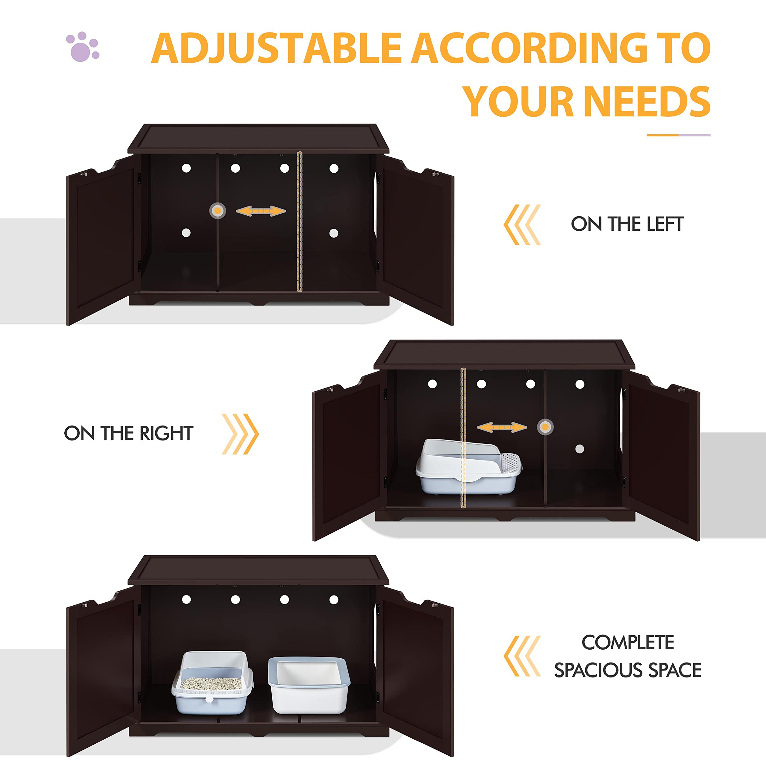 Yaheetech Cat Toilet, Cat Cabinet with Large Storage Space, Single Door Cat House, Hidden Litter Box with Door Cat Pillow 95x54x58cm