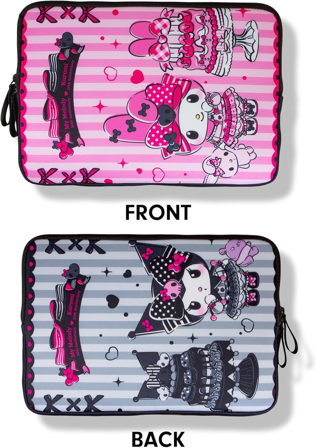 Sonix x Sanrio Slim Laptop Sleeve 16 inch, Neoprene Computer Cover Case, Protective Tech Bag | Kuromi & My Mel 20th Anniversary 15" - 16"