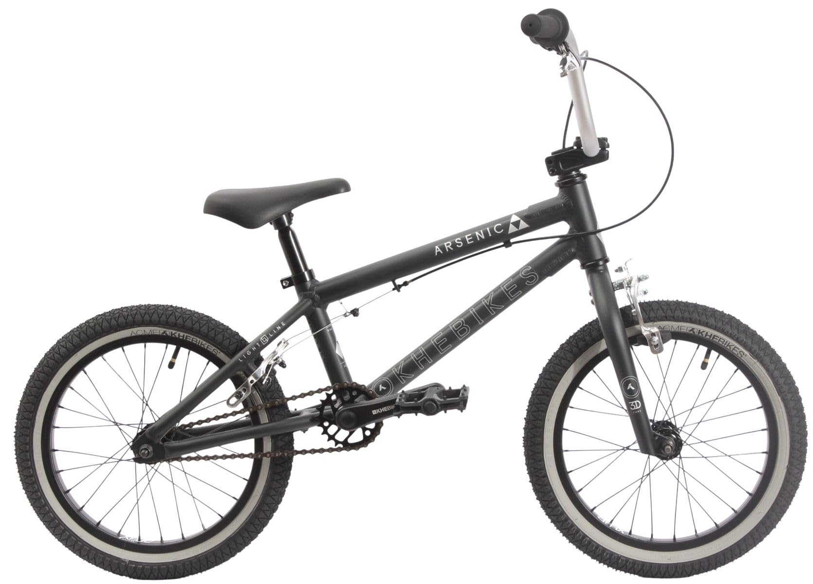 KHEbikes KHE Arsenic LL Vélo BMX 16" 2025 – 7,9kg léger, cadre en aluminium, guidon en aluminium, pneus Two-Tone, frein en U et Sidepull, pour enfants de 110 à 130 cm, BMX Freestyle pour Street & Park