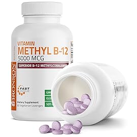 Bronson Methyl B12 5000 mcg Vitamin B12 Methylcobalamin Energy & Brain Support 60 Lozenges