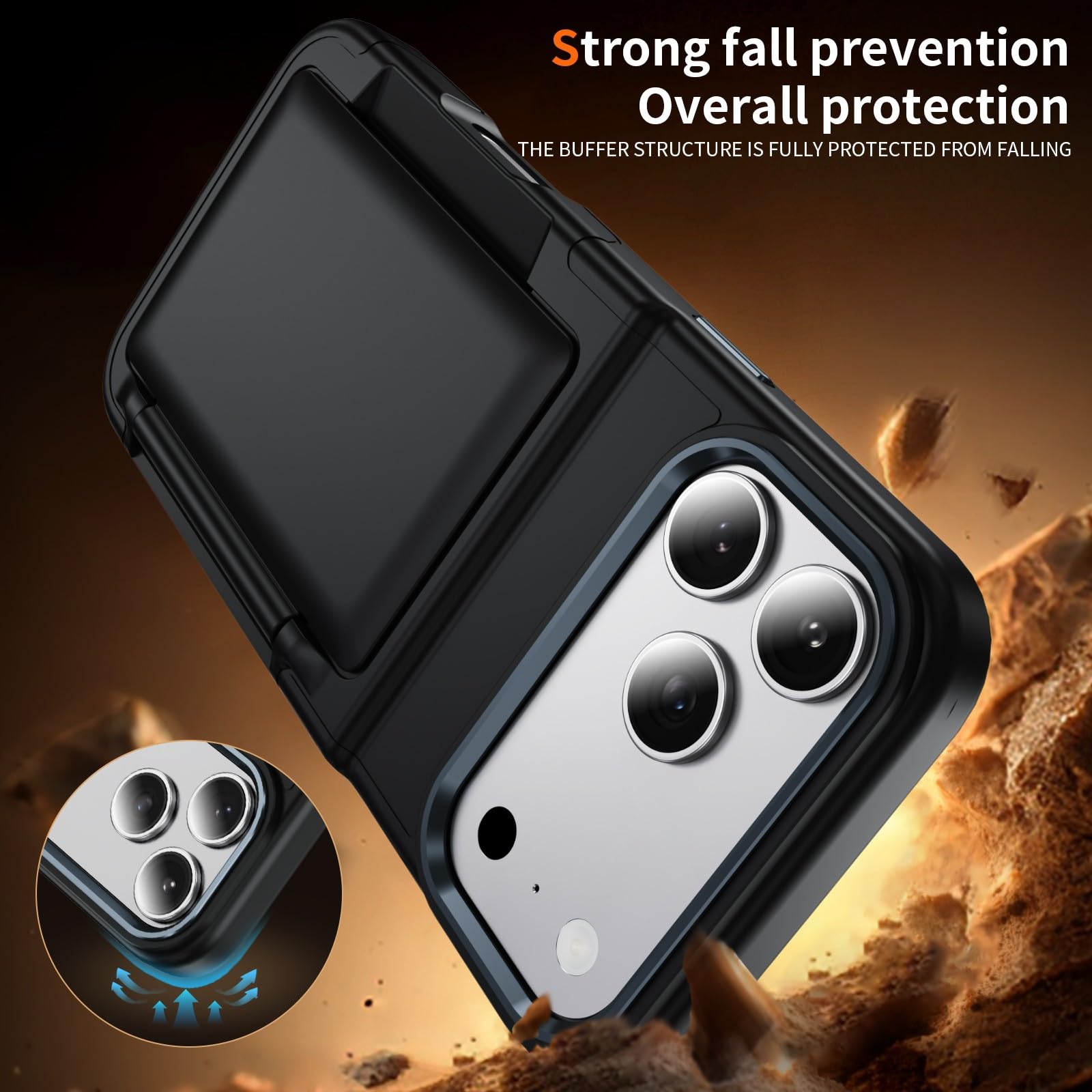 Generic Étui compatible avec iPhone 12 Pro/12 6,1 pouces (couleur : bleu) Étui portefeuille à fente pour carte Coque en silicone rigide antichoc