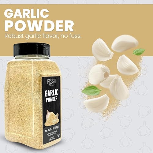 Vista 5 de Fresh Finest Ajo en polvo de alta calidad, botella de 14.1 onzas, 100% puro, sin OMG, sin gluten, especias de ajo molido para cocinar