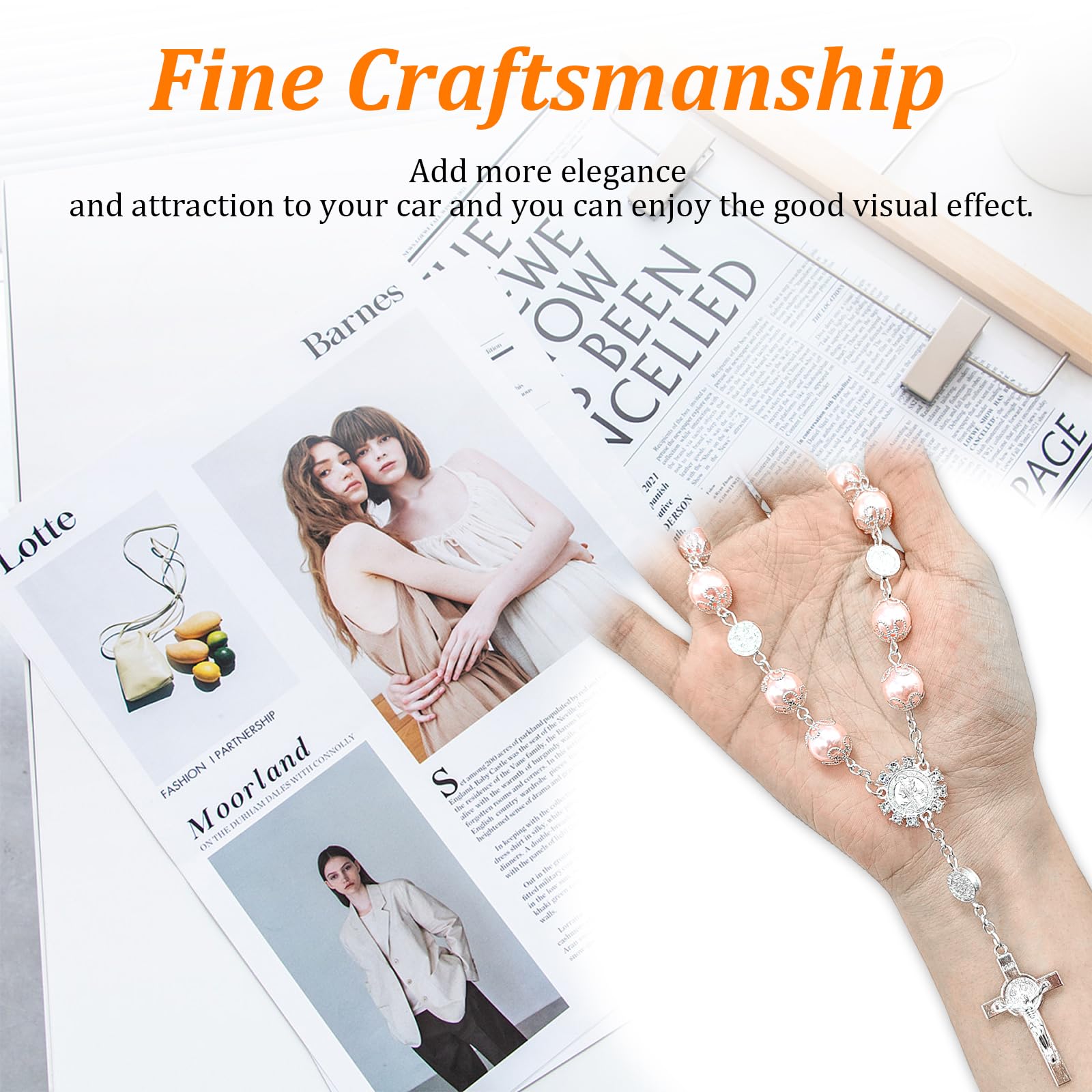 Ziciner Car Rosary for Rearview Mirror Personalized Blessing Rear View Mirror Hanging Decor Auto Rosary Pendant Car Interior — view 5