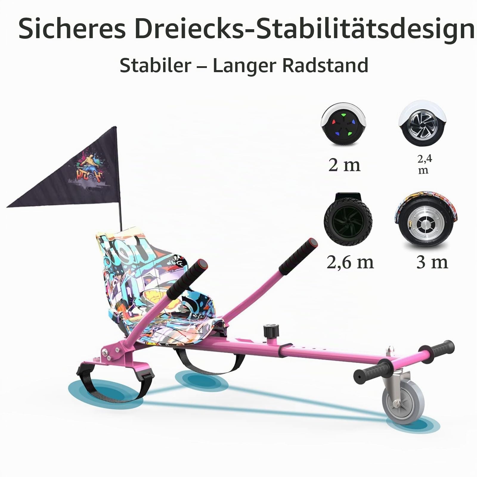 Hoverboards Go Kart, Hoverboards mit Sitzaufsatz Hoverkart,- Verstellbarer Hoverkart-Sitz für elektrische selbstbalancierende Scooter - Passend für alle Hoverboard-Größen - 6,5", 8" und 10"