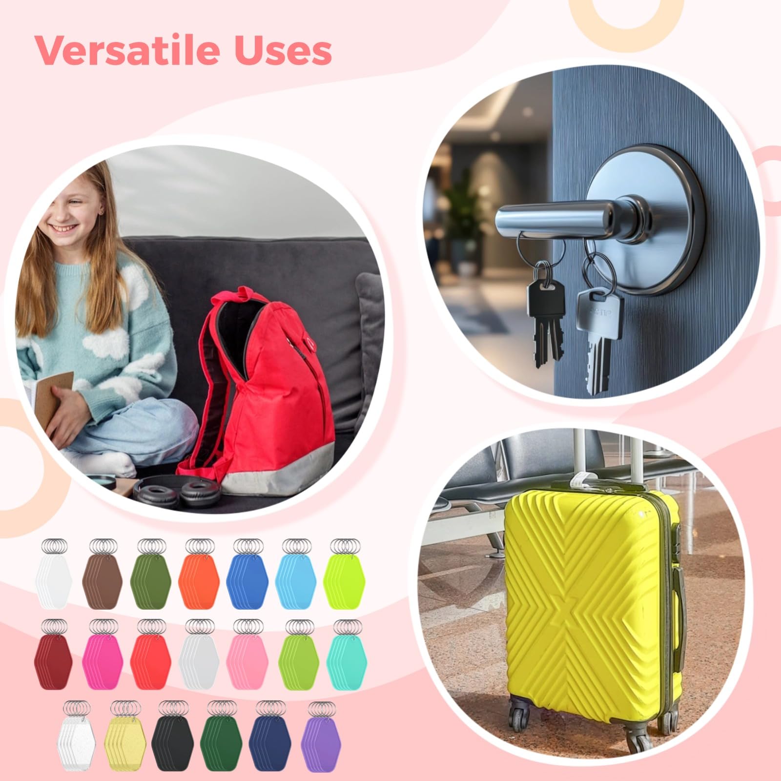 100 Stk. Motel Schlüsselanhänger, diamantförmige Hotelanhänger aus Kunststoff, Sublimationsrohlinge für DIY, Nummernschilder, Gepäckanhänger, Etiketten, Deko, Geschenke, Souvenir Zubehör