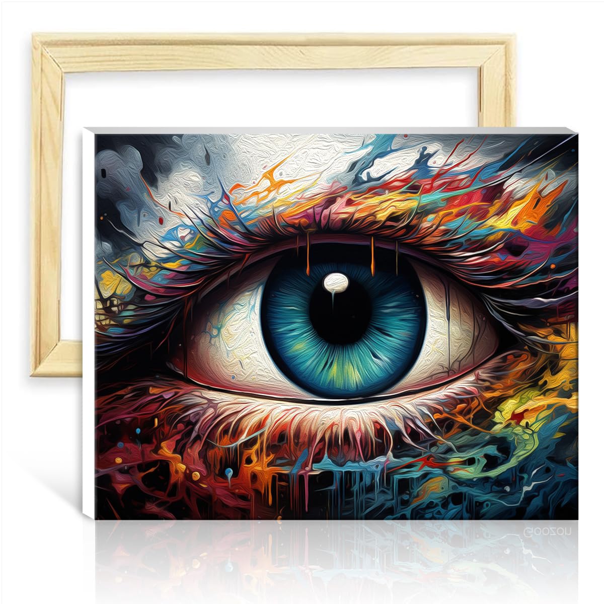 TANGFEIY Paint by Numbers Kits Eye Oil Painting DIY Watercolor with Brushes and Acrylic Pigment on Canvas Artwork for Home Decor DIY Frame(30x40cm)