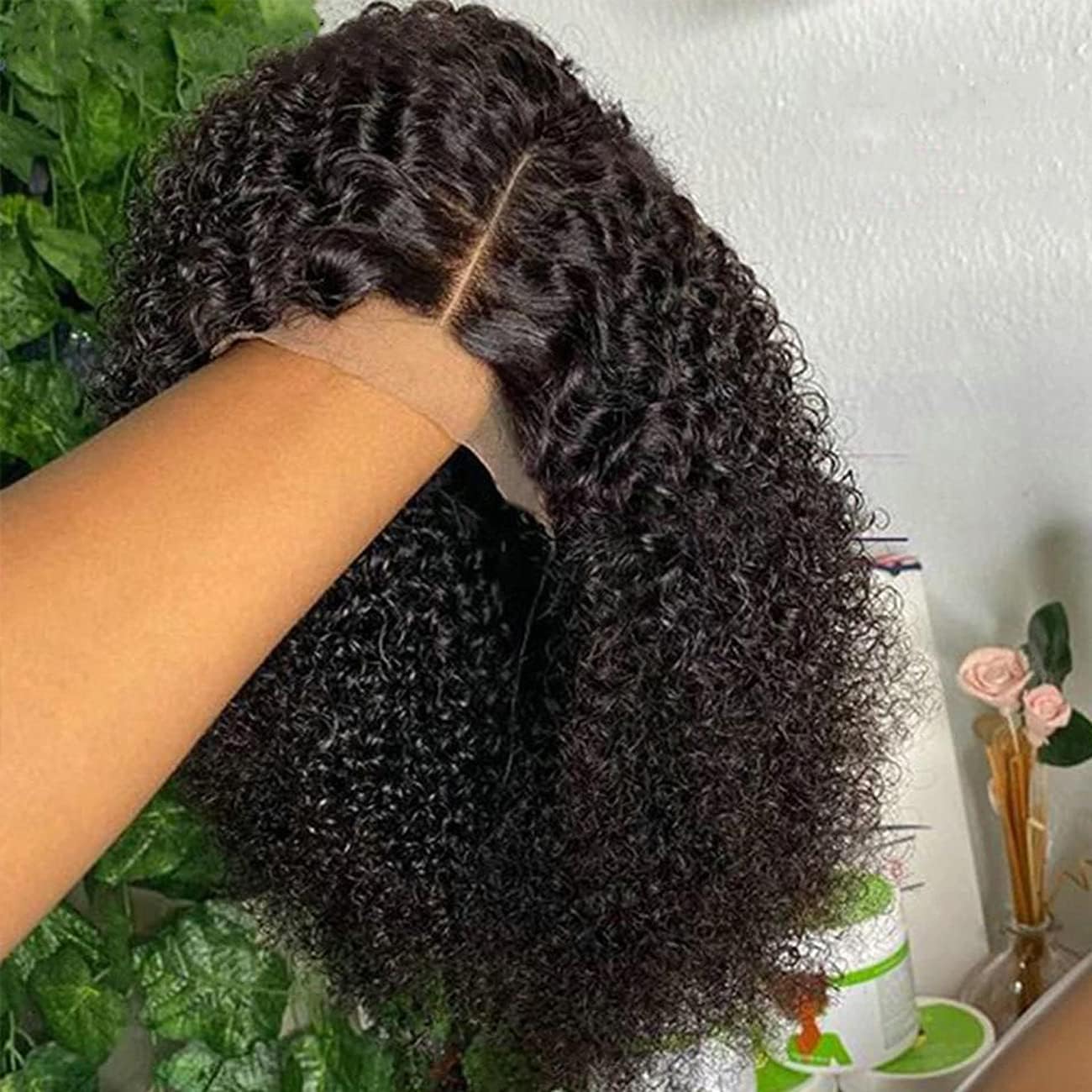 Afro Kinkycurly Wig Human Hair 20 inch 13x4 HD Lace Front Wigs Human Hair Pre Plucked Kinky Curly Wig Glueless Curly Human Hair Wig for Black Women 180% Density