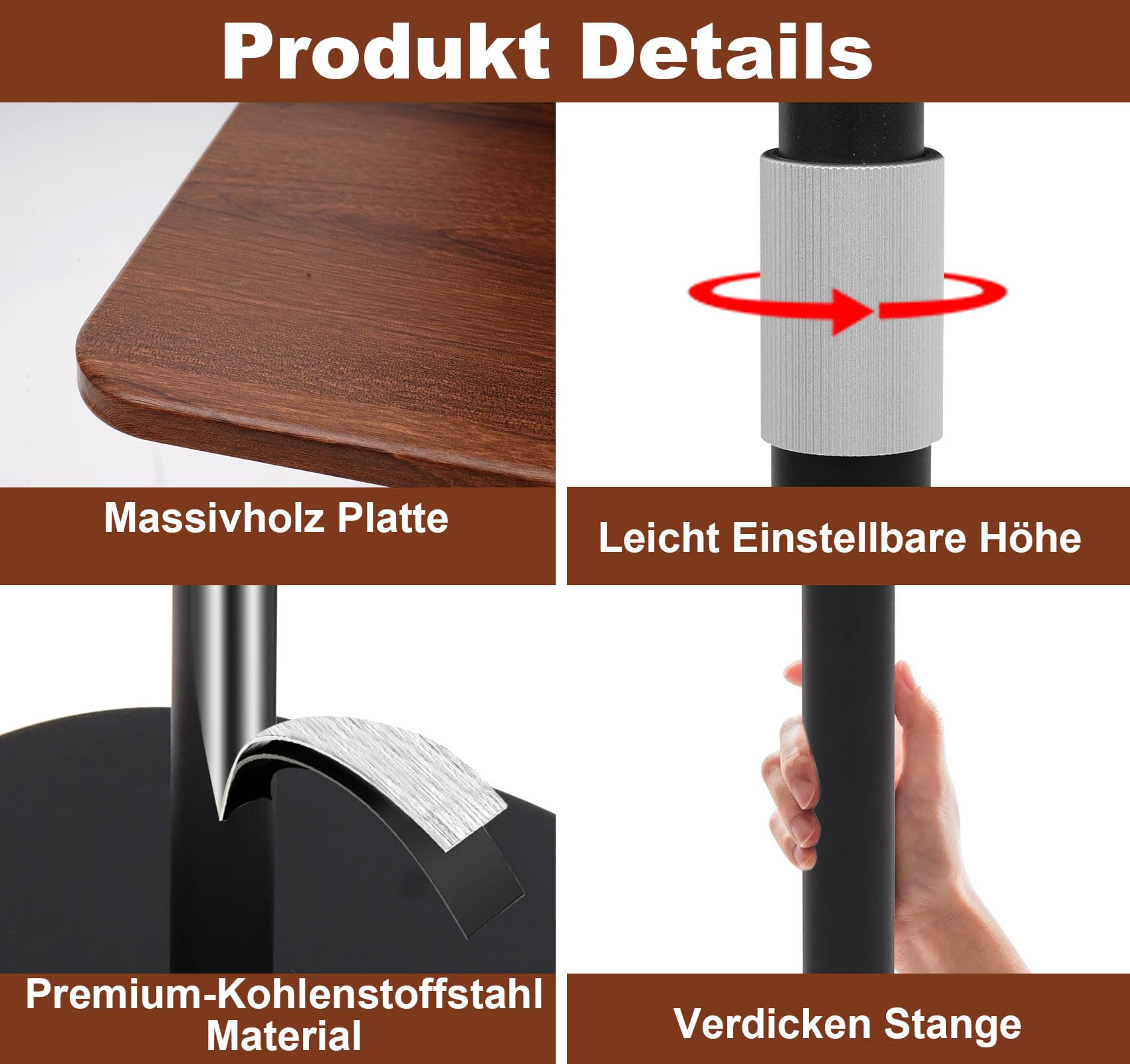 Stehpult Laptop Ständer Höhenverstellbar 46–120cm Stehtisch Schwarz | Tragbar Laptoptisch Schreibtisch Beamerständer Verstellbar Podiumständer Beistelltisch Bodenständer für Zuhause, Büro, Schule