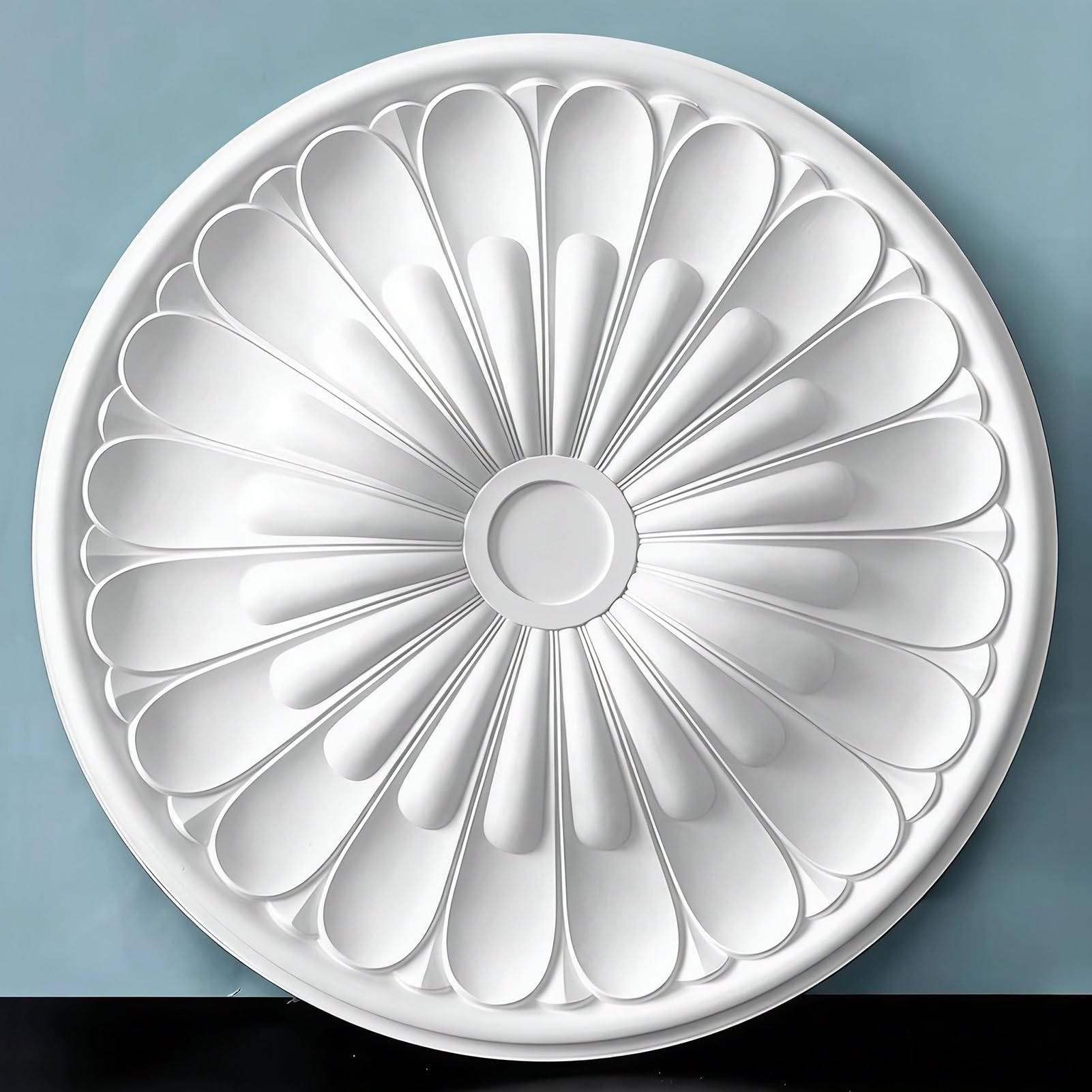 Rosone Decorativo da soffitto, Medaglione Floreale, Modanatura a Sospensione per lampadario, Copertura verniciabile, Diametro 40 cm
