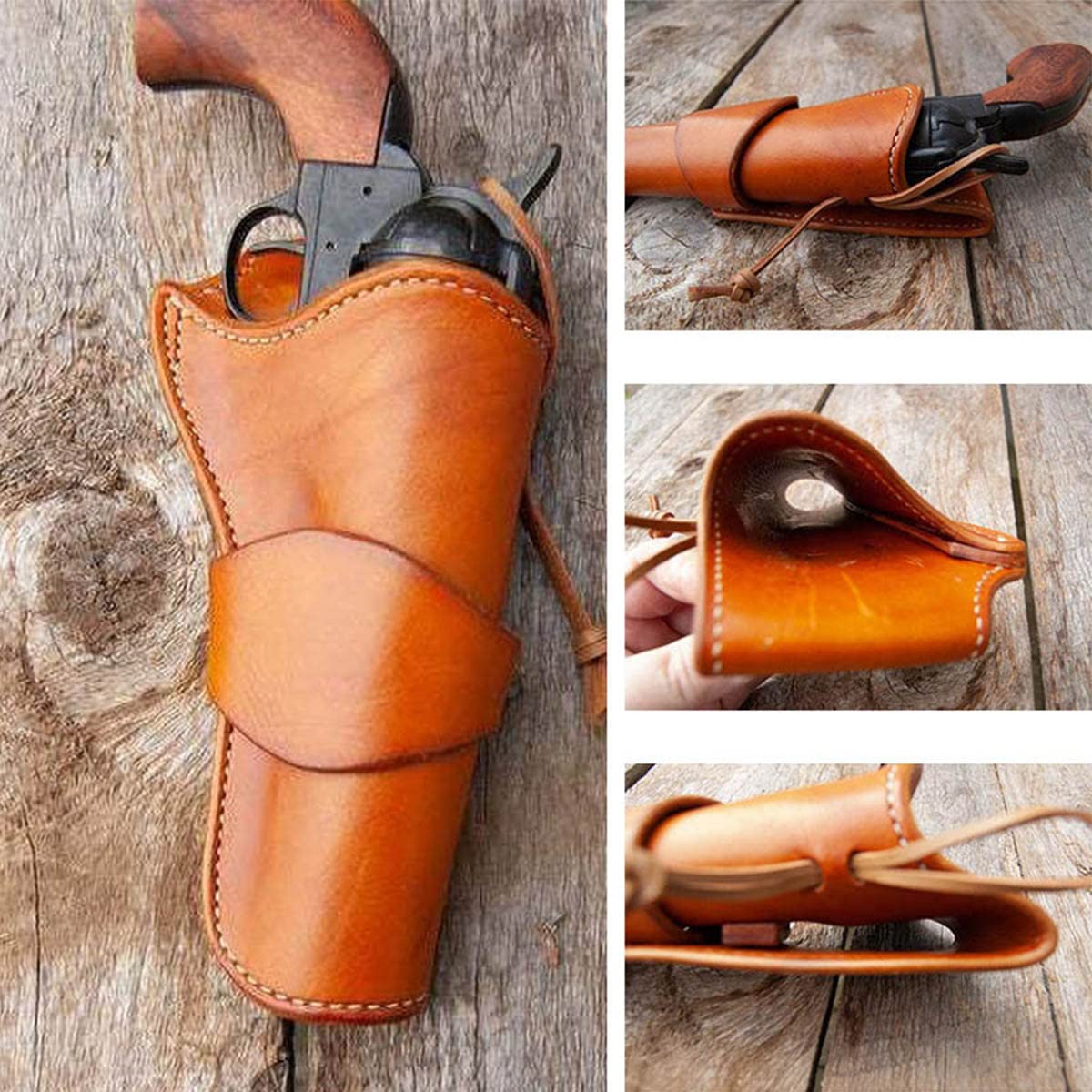 Fondina per pistola in pelle PU medievale Fondina per pistola a scomparsa vintage Fondina per revolver per accessorio da pirata da cowboy occidentale da 6 pollici, stile medievale, stile medieval
