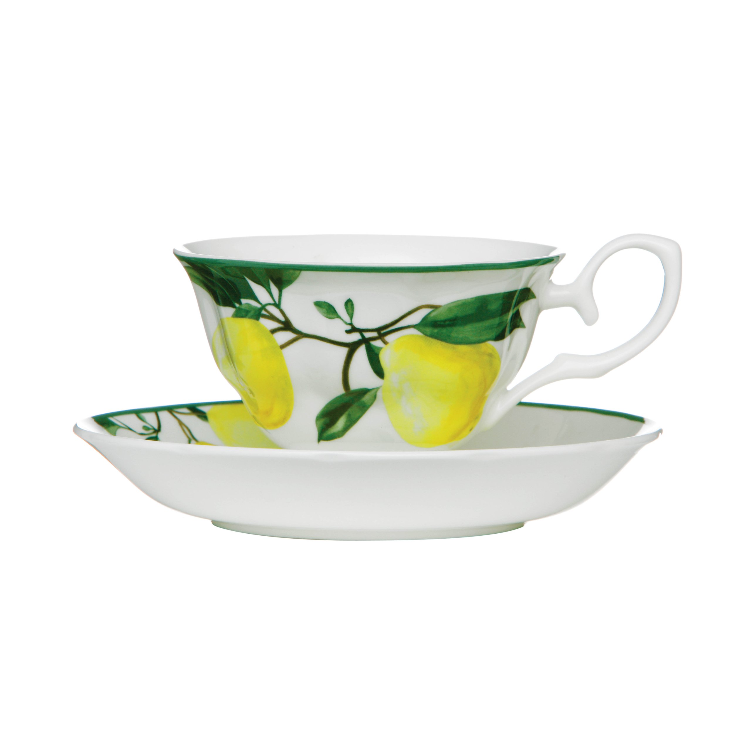 Orsina Lemon Tree Cup & Saucer Set - Bone China - Small