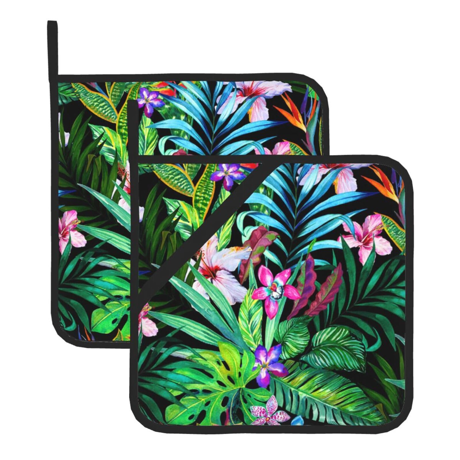 KFRXXZQB 2-Pack Square Pot Holders, Oven Mitts For Baking & Bbq