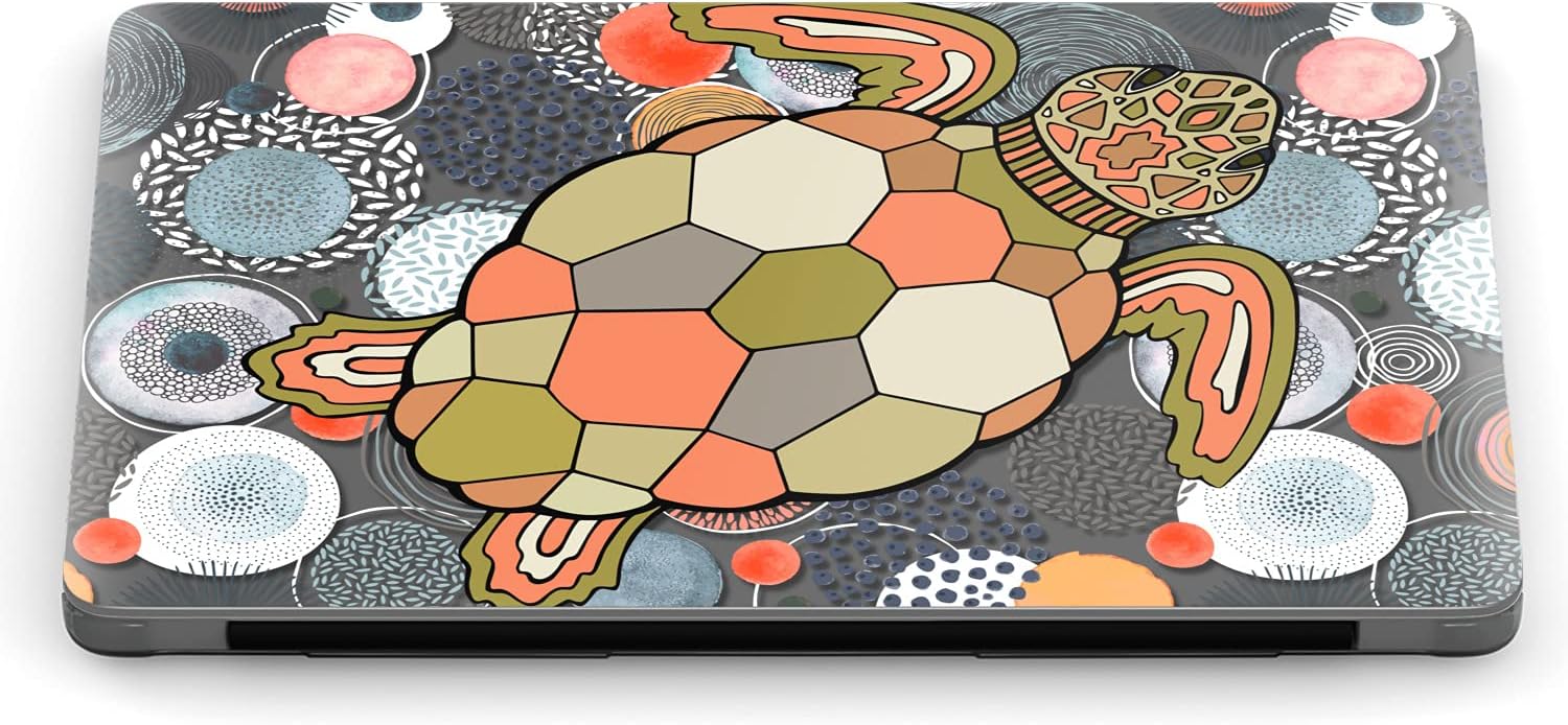 Mertak Hard Case Compatible with MacBook Pro 16 14 Air 15 13 inch M3 M2 M1 Mac 2024 2023 2022 2018 Clear Touch Bar Print Animal Protective Turtle Mosaic Decorated Bohemian Laptop Boho Art Cover