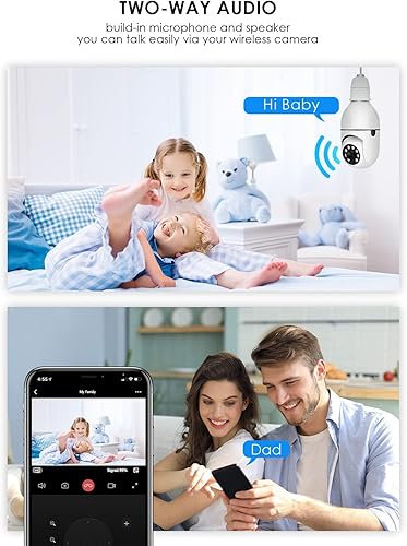 Miniatura 5 de Cámaras de seguridad inalámbricas para exteriores, bombilla panorámica/inclinable, 360° panorámica FHD 1080P Wi-Fi cámara de seguridad para