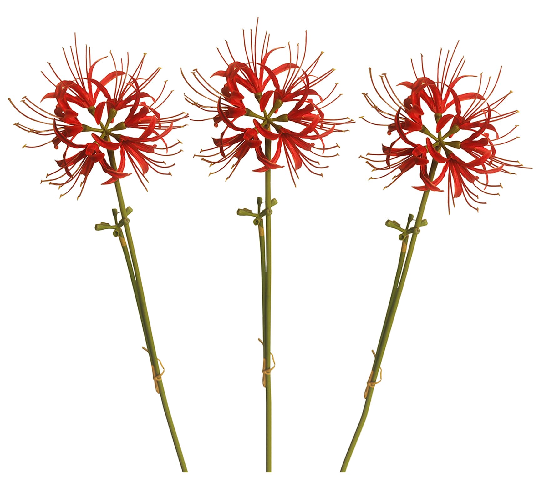 Calcifer 3 Stems Red Spider Lilies Artificial Flowers Lycoris Bulbs (Red)
