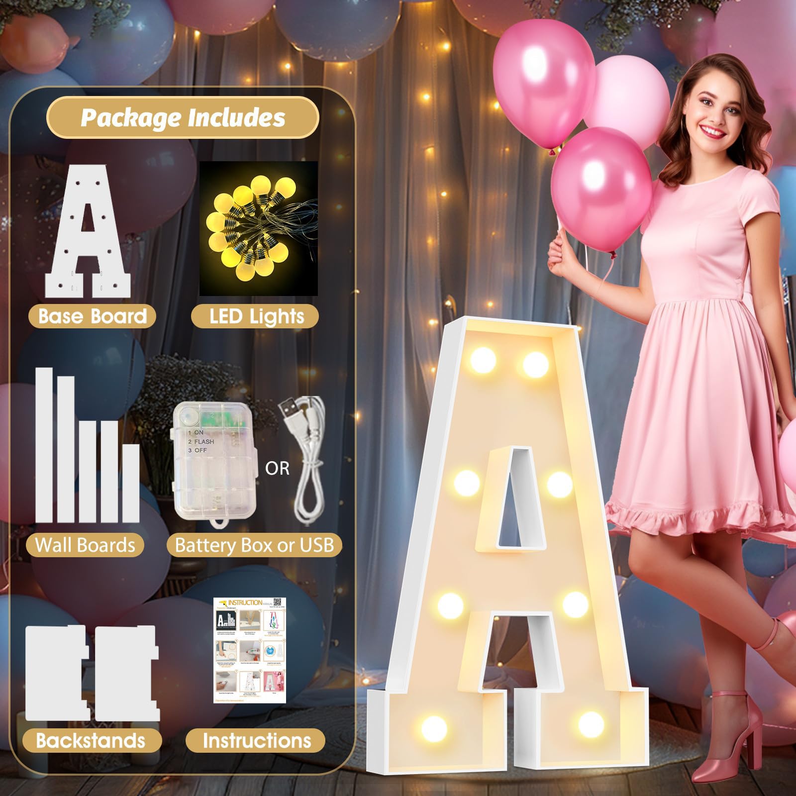 Lettere C illuminate, 100 cm, con grande luce a LED incandescente, riutilizzabile, decorazione per interni per feste, bar, camera da letto, matrimoni, compleanni, vacanze, 100 cm