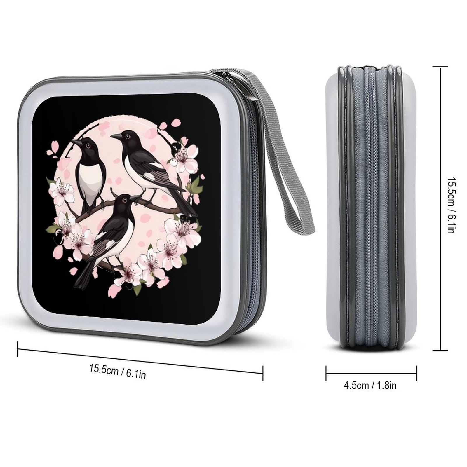 Magpie Birds On A Branch CD Case Portable DVD Holder Storage Organizer for Home Travel