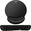 Mouse Pad with Wrist Support, Canjoy 2 in 1 Mouse Pad with Keyboard Wrist Rest Support Cushion Set, Mousepad with Ergonomic Memory Foam and Non-Slip Rubber BaseBlack