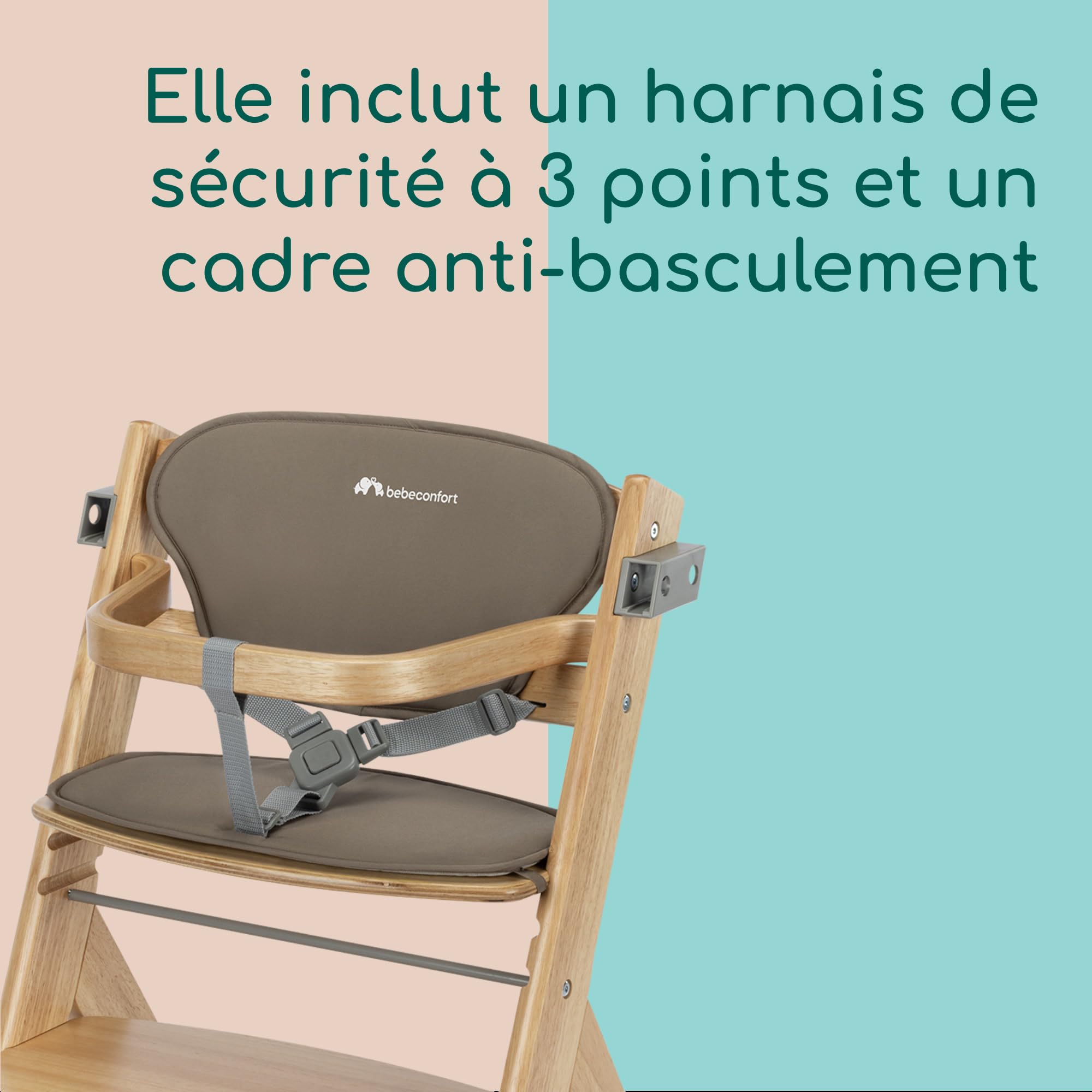 Bebeconfort Timba 2 Chaise Haute Bébé Évolutive Bois 6+ Mois 110 kg Plateau Amovible Natural Wood Beige