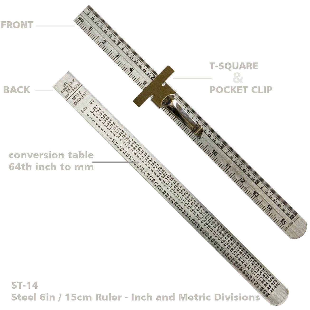 Metric Pocket Ruler Engraved Measurements Groz 6-Inch Pocket Ruler - Stainless Steel With ...