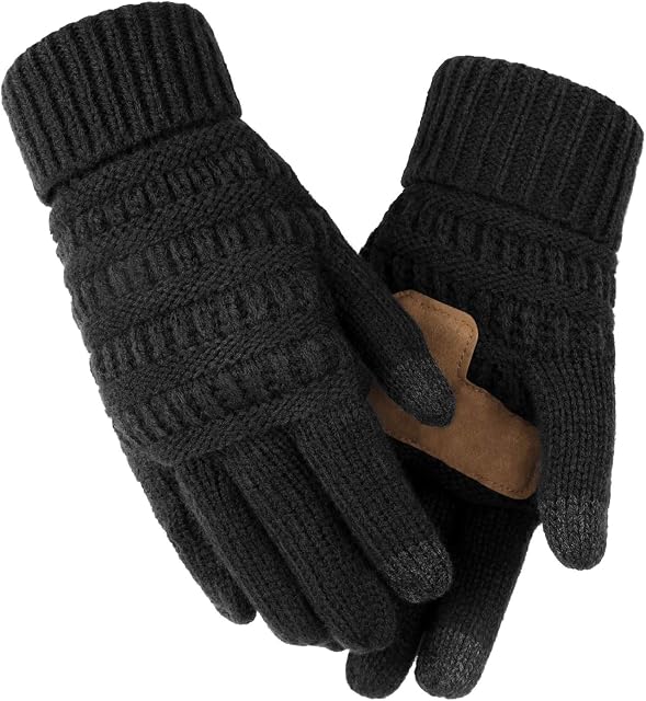 OZERO Women Gloves, Touch Screen Thermal Gloves for Cycling, Driving, Running(Black one size)