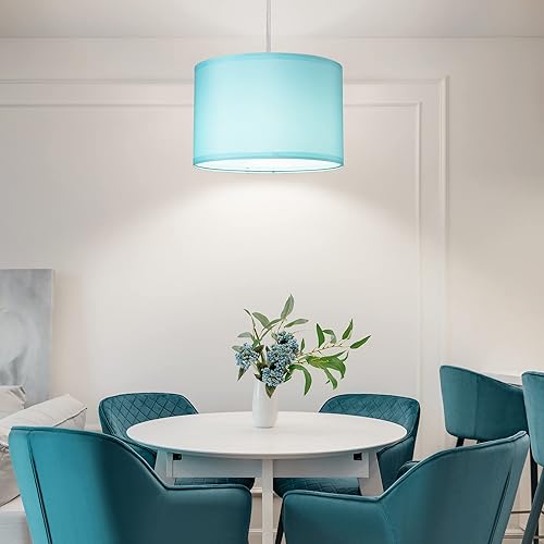 Miniatura 4 de DEWENWILS Lámpara colgante enchufable, luz colgante con cable transparente de 15 pies, interruptor de encendidoapagado, con pantalla azul, lámpara