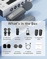 Vista 9 de Mini micrófono inalámbrico para iPhone – Mini micrófono de clip magnético con pantalla de batería 100%, reducción de ruido, Plug & Play, compatible