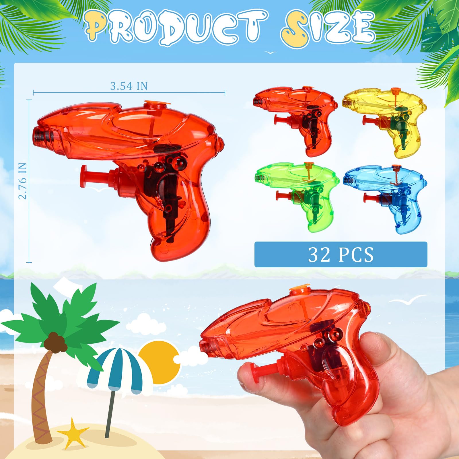 Snapklik.com : Leyndo 32 Pack Mini Water Gun For Kids Colorful Blaster ...