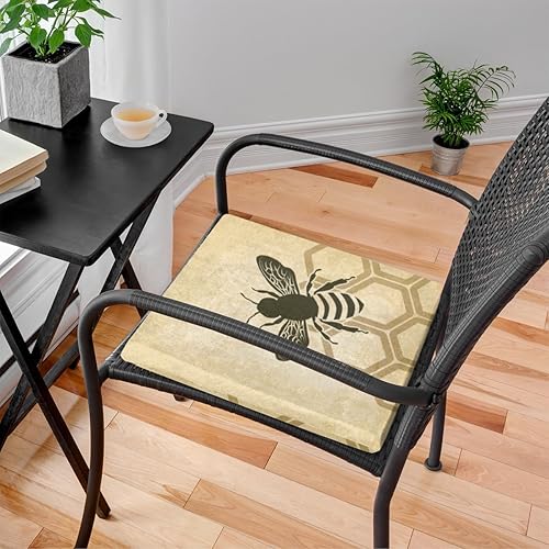 Miniatura 2 de Chair Cushion 1 Pack Bee Old Memory Foam Seat Cushion Vintage Honey Bee Removable Square Chair Pads for Kitchen Dining Office Chairs and Car Seats,