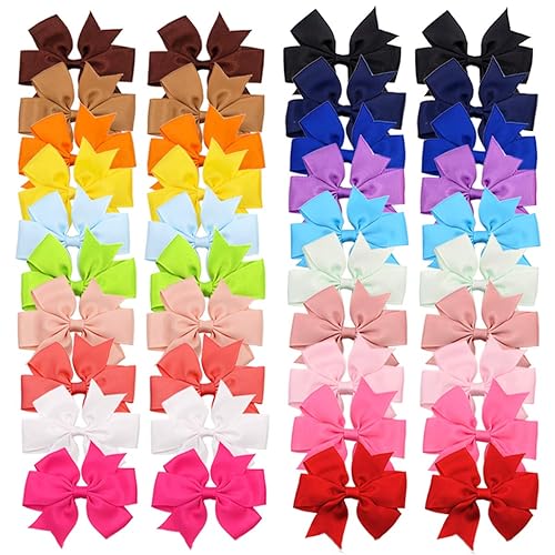 Miniatura 9 de CÉLLOT 40 lazos de grogrén boutique de 3 pulgadas para el pelo, pinzas de cocodrilo para niñas, accesorios para adolescentes, regalos en pares