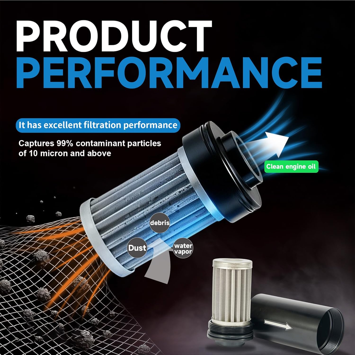 Legines Inline Fuel Filter 10 Micron, High-Performance Replacement Part for Automotive Fuel Systems, with 6AN 8AN 10AN Adapter 50MM Bracket Clamp